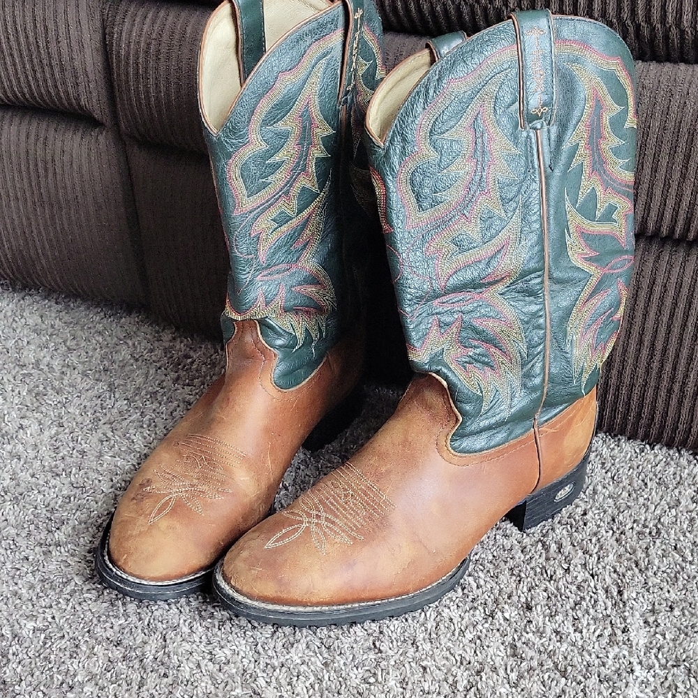 Tony Lama Western Boots in Brown and Green